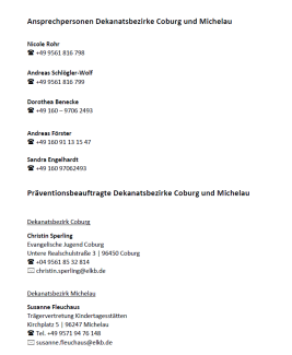 Aktiv gegen Missbrauch - Ansprechpersonen und Präventionsbeauftragte der Dekanate Coburg und Michelau